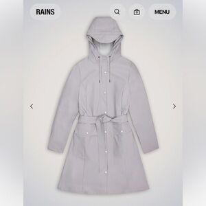 Rains curve W belted raincoat in gray flint size small xsmall